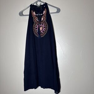 THML Embroidered  Blue Sleeveless Dress Small Lined